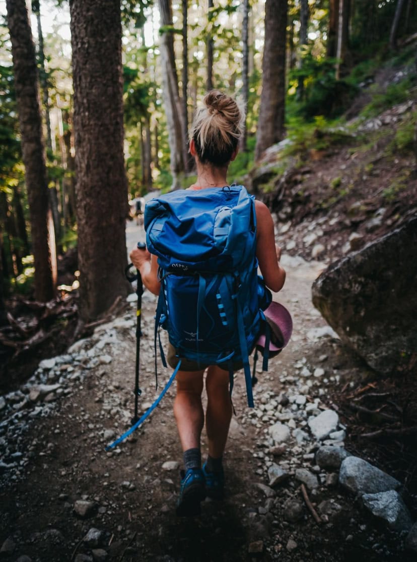 Hiking blue backpack