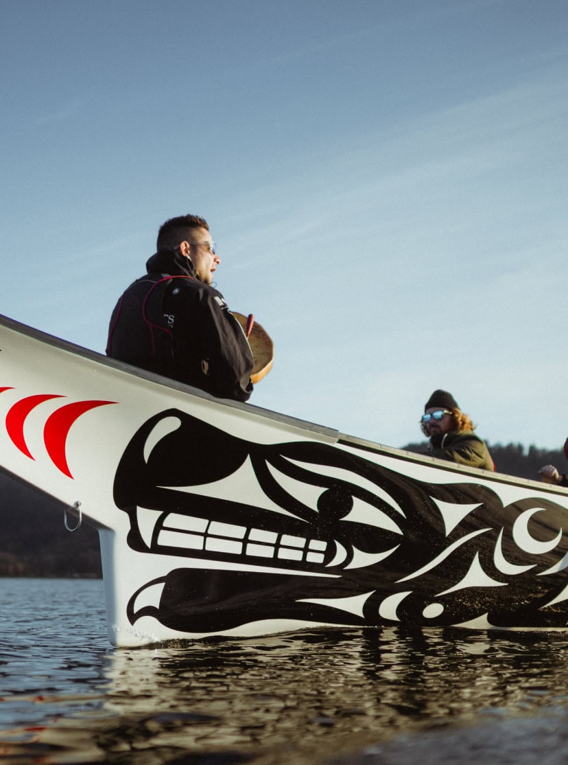 Tsleil waututh nation canoe drummer